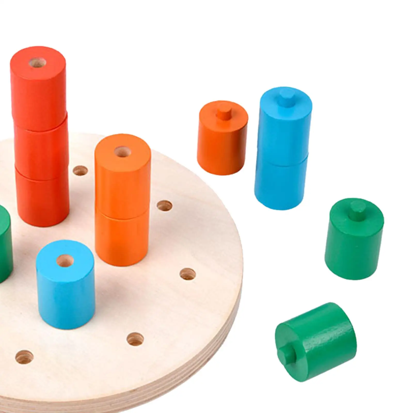 Stacking Peg Board Set Handcraft Wooden Toy Count Match Pegboard for Ages 1-3 Years Old Toddlers Boy Girl Kids 22.8x22.8cm