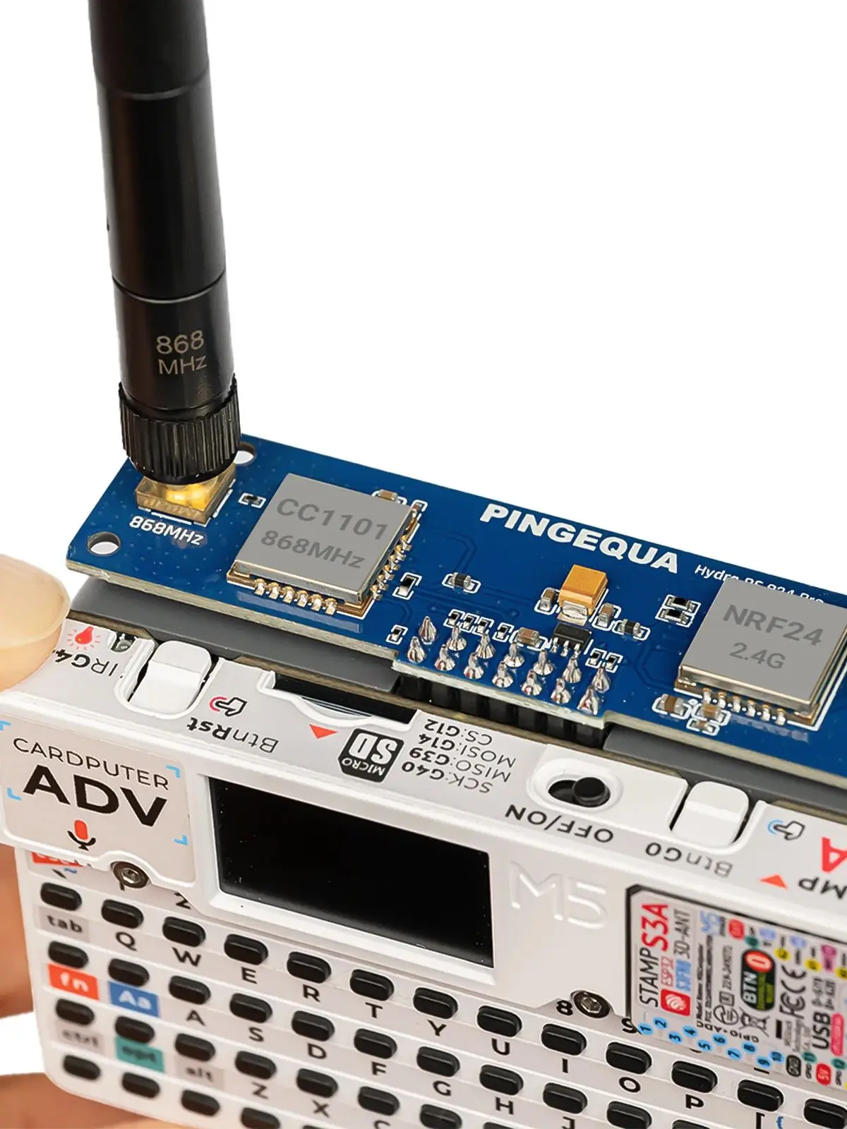 M5Stack Cardputer ADV RF-Modul – 868MHz CC1101 + 2,4GHz NRF24L01, mit automatischer Umschaltung, Hydra RF 824 Pro, PINGEQUA – Detail 1