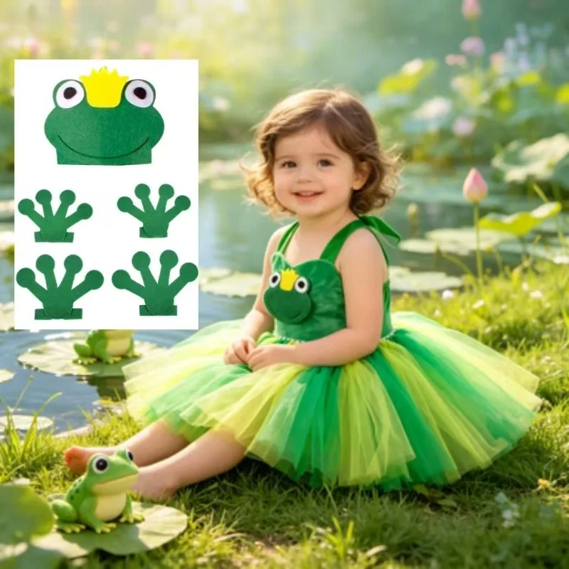 

Cute Frog Theme Tulle Tutu Skirt with Accessories, Kids' Animal Role Play Costume,Festival Party and Halloween Performance Dress