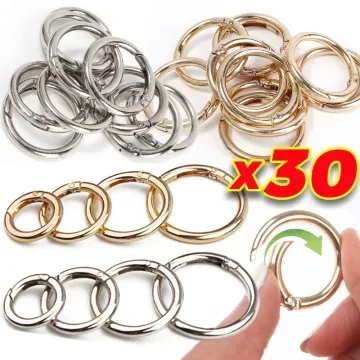 10/20/30PCS Gold Silver Round Keychain Spring Buckles Carabiner Keyring Bag Clips Hook Dog Chain Buckles DIY Jewelry Making Tool