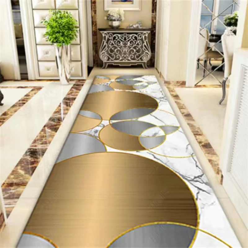 Golden Luxury  Corridor Carpet Long Strip Passageway Non-slip Rugs Washable Porch Entry Doormat Living Room Decoration Floor Mat