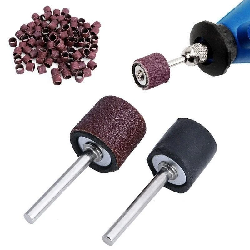 

100 шт., 1/2 дюйма, 80 грит, шлифовальная бумага, шлифовальные ленты + 2 шт., оправка 1/8 дюйма для вращающегося инструмента