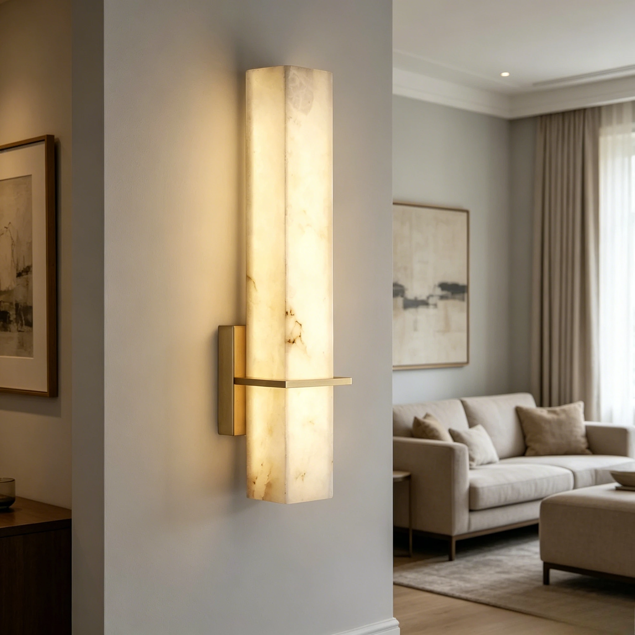Modern Natural Marble Wall Lamp Living Room Luxury Copper Wall Light Bedside Lamp for Bedroom Staircase Hallway Lighting