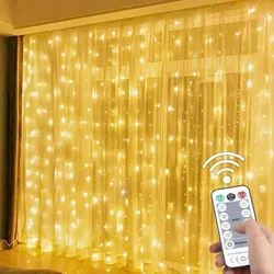 3x1m/2m/3m 300led Curtain LED string light USB fairy icicle copper wire remote control Christmas wedding garden window outside