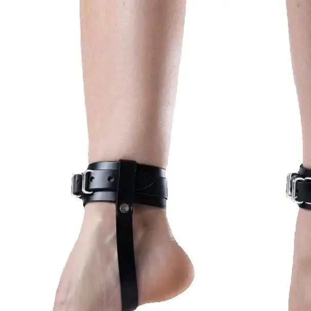 2/1PCS Punk Women Black PU Leather Ankle Harness With Buckle Straps Gothic Foot Accessories for Cosplay Party