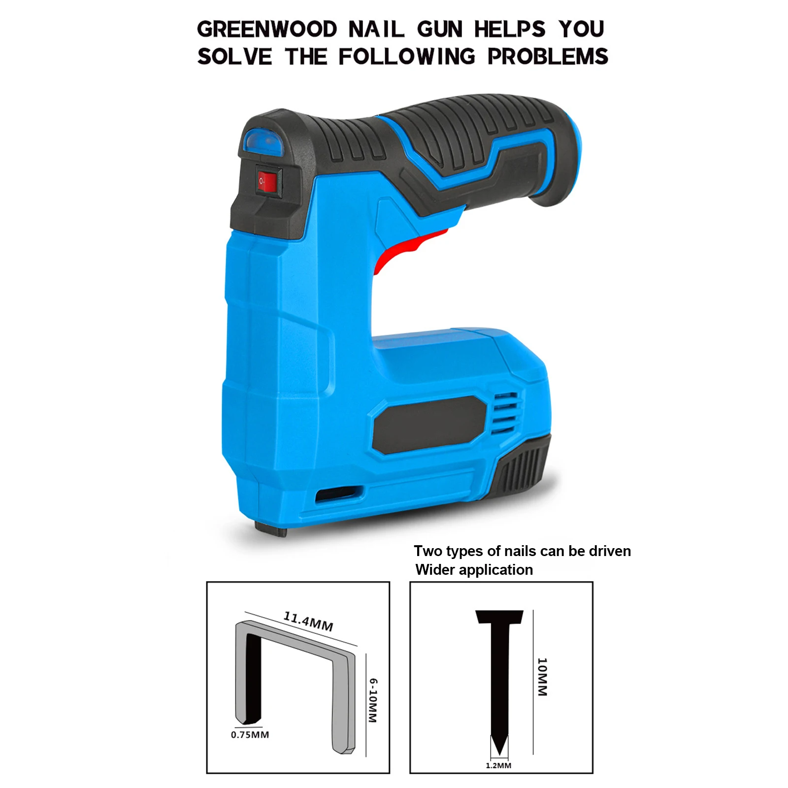 Nail Gun USB Rechargeable Wireless Nail Gun Portable Straight / Square Nail Home Small Portable Wireless Nail Gun Woodworking