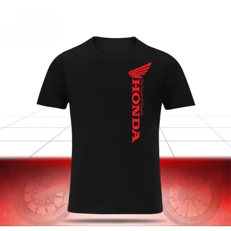 

2025 with Motorcycle Print F1 Summer Fashion Grand and Loose Round-neck Short-sleeved New Honda Racing Motorcycle Men's T-shirt