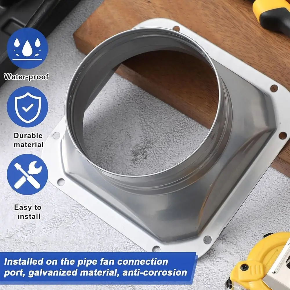 Practical Metal Pipe Air Vent Connector Round 4-10inch Flange Seat Exhaust Duct Connector Fresh Air System