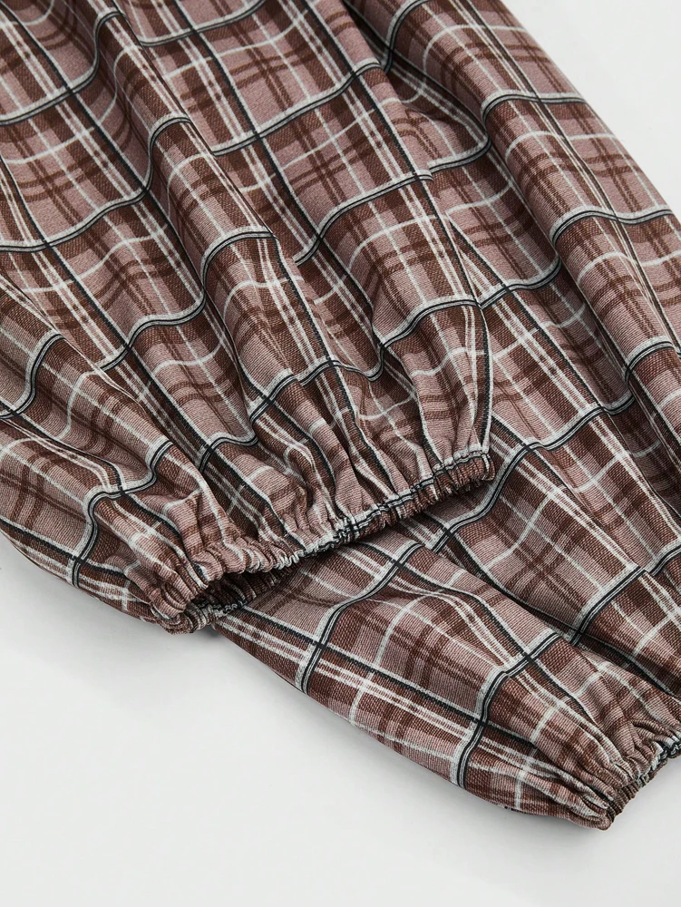 Übergrößen-Hemd mit Karomuster und Patchwork-Design – Retro, stilvoll und elegant – Herbst 2026 Neuankunft – Abendgarderobe – Detail 5