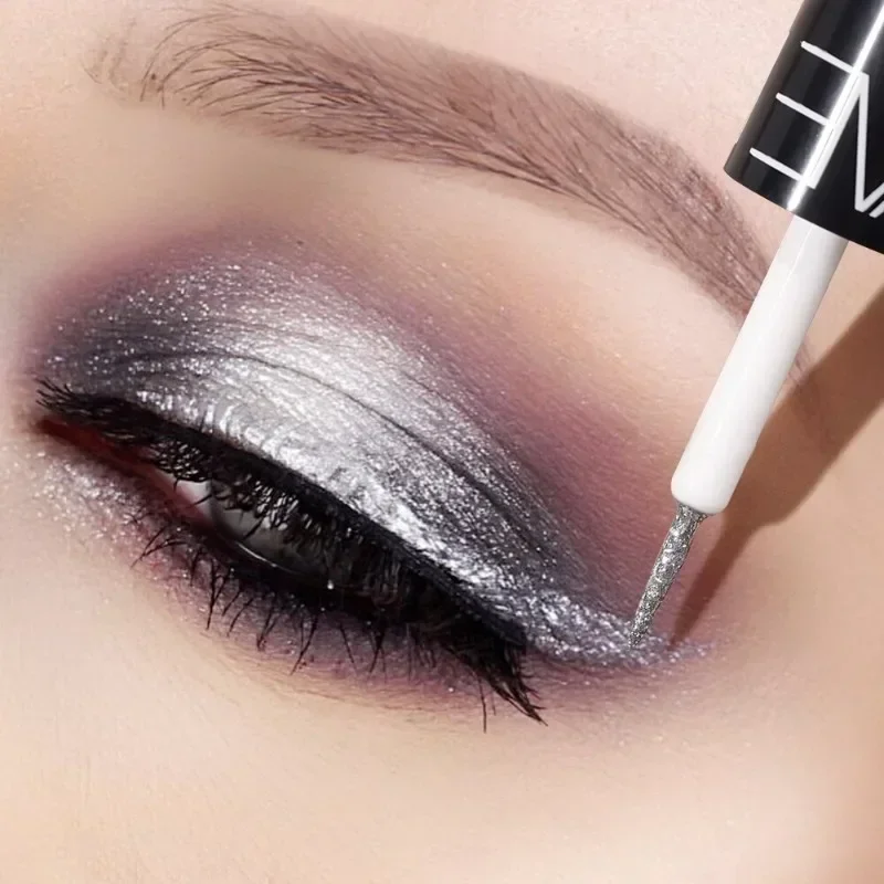 Delineador de ojos de diamante, sombra de ojos brillante, lentejuelas brillantes, delineador de ojos, sombra de ojos, maquillaje, Cosméticos de belleza, resistente al agua, Color plata, rosa y oro