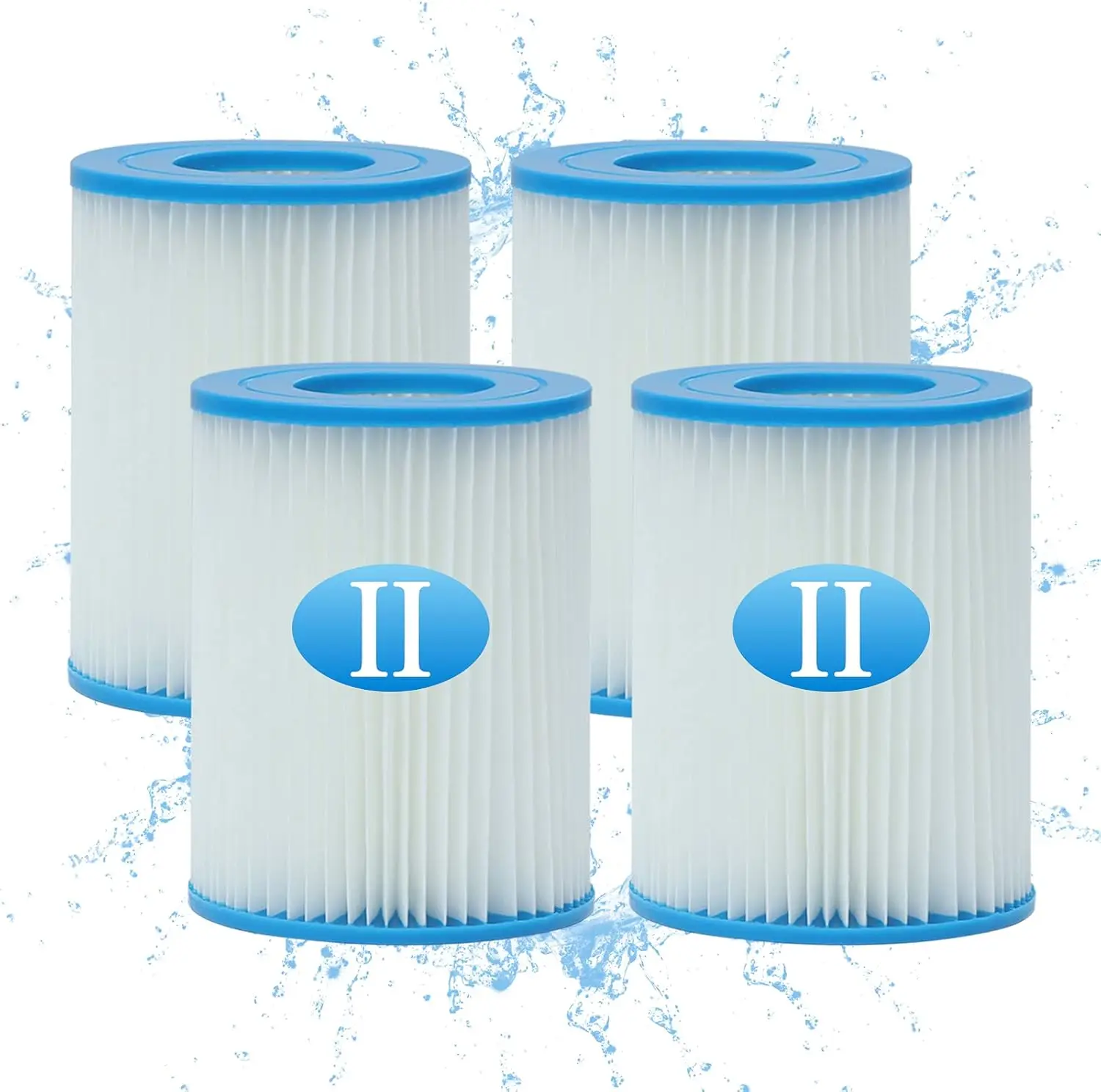 Filtros de Piscina Compatibles para Bestway II 58383/58386/58094, Filtro de Repuesto Compatible con Bomba de Filtro Lay Z SPA, Cartucho de Filtro II,Cartuchos filtrantes de repuesto para Bestway Tipo II,58117,58386GS