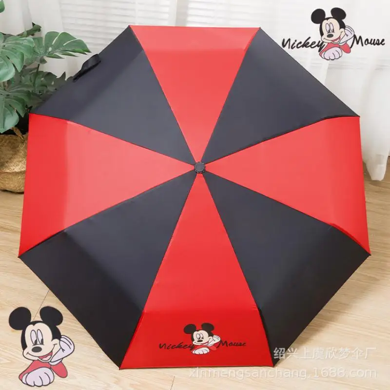 Mickey Mouse Disney Umbrella Anime Automatic Three Fold Sun Umbrella Cartoon Child Parasol Kawaii Girl Rain Shine Umbrella Gift