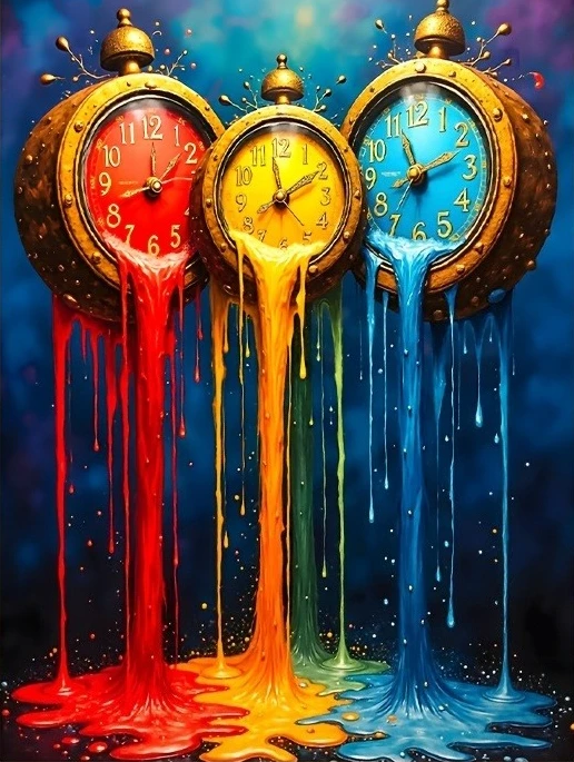 

Абстрактная картина маслом по номерам, красочные часы, поток, украшение для дома, картина на стену для спальни, декор комнаты, подарок, безрамный