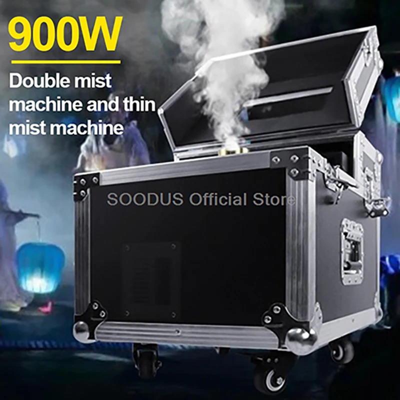 

900W Dual Mist Spray Fog Machine DMX512 Remote Control Dual Nozzle Large Coverage Smoke Machine for Stage Club FlightCase Design