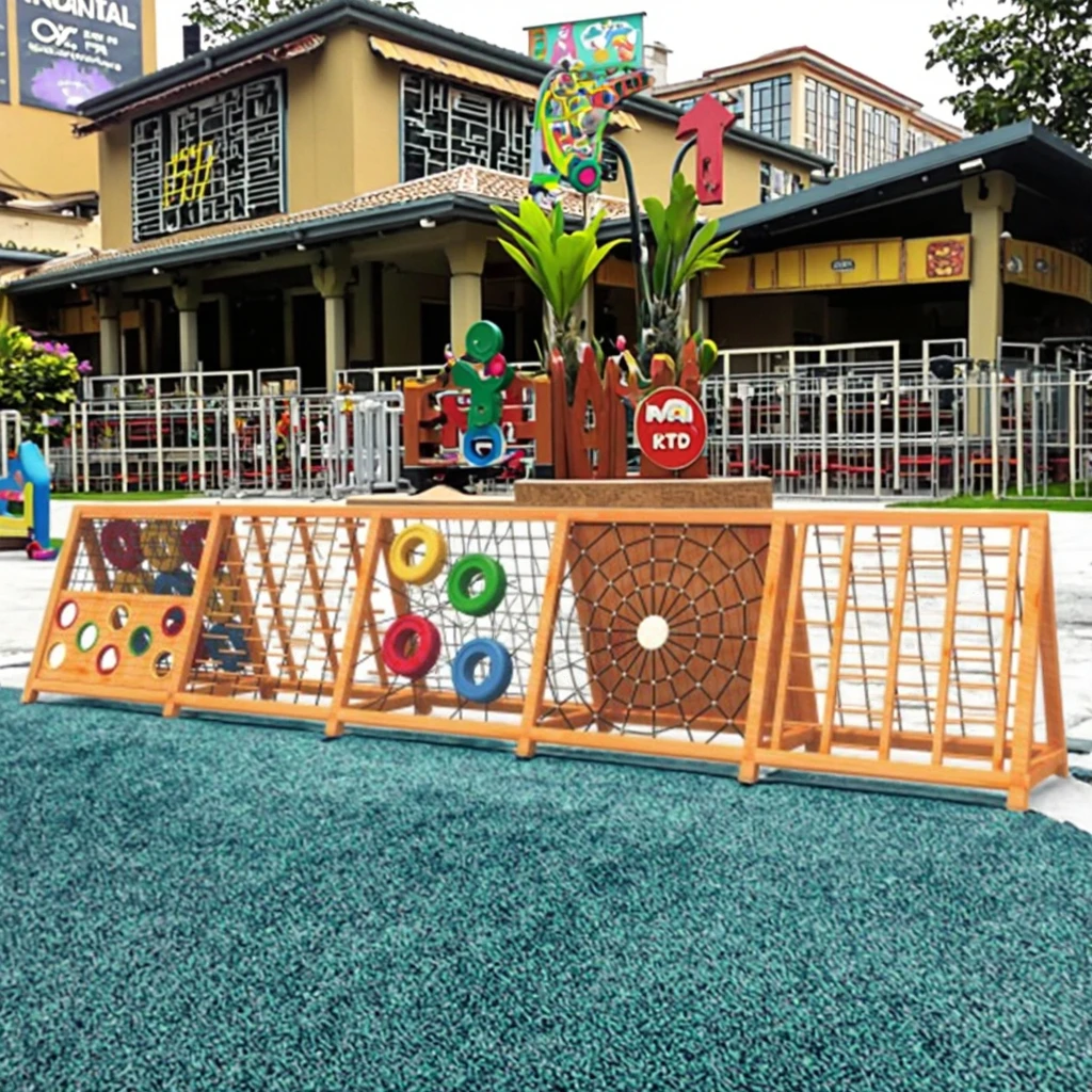 Hot-selling High-quality Wooden Amusement Park Outdoor Sports Equipment Customized Wooden Balance Swing Bridge