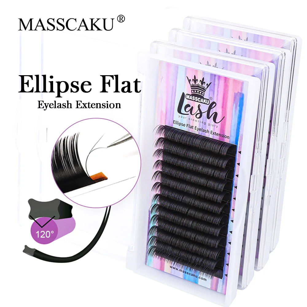 

Wholesale Factory Price Ellipse Flat Softer Denser Korean PBT Fiber Lashes Extensions Customized Private Label False Eyelashes