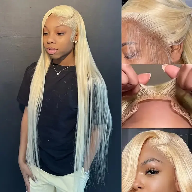 Rosabeauty Bone Straight Lace Front Human Hair Wigs 613 HD 13x6 Blonde 5X5 Glueless 13X4 Frontal 250 Density 40 Inch Wig