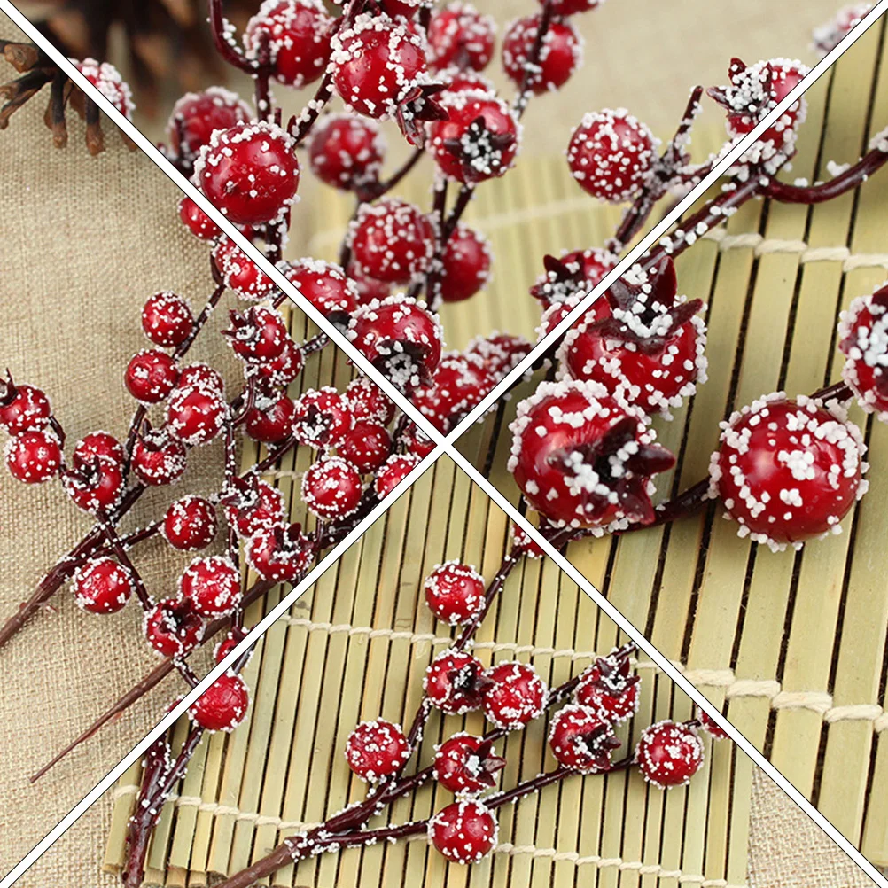 

12 pcs Fake Christmas Red Berry Decoration Simulated Pomegranate Lightweight Realistic Home Decor Living Room Bedroom Xmas