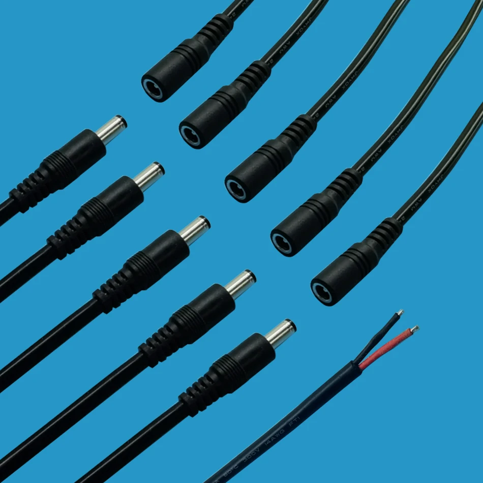 DC12V 36V 15A Power Extension Cable 2.5mm 2.1*5.5mm 14AWG Connector Male Female For CCTV Security Camera Black Color power cable