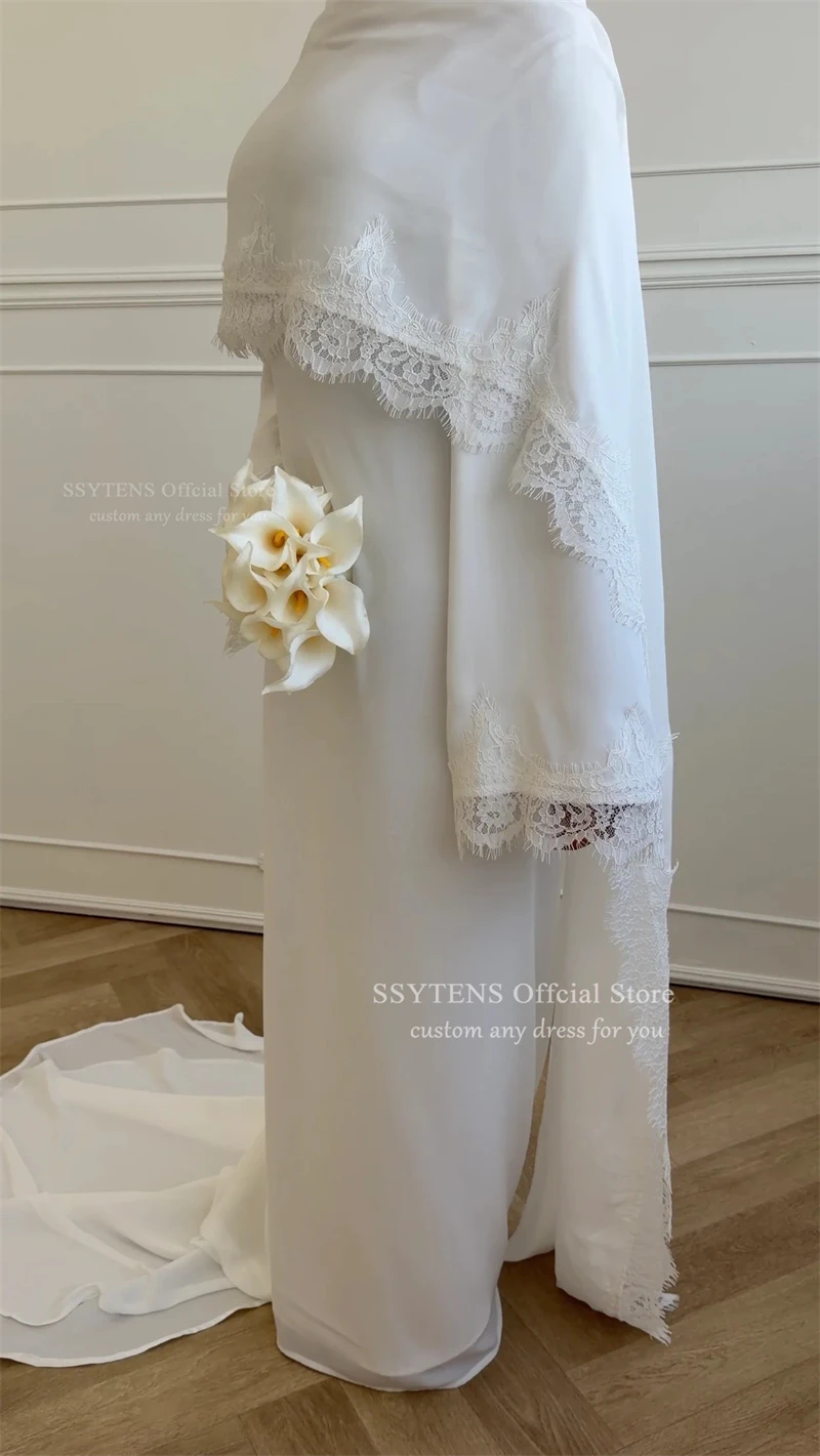 SSYTENS Elegant Modest Wedding Dresses Formal Event Lace Long Sleeve Bride Gowns Button Bride Dress Customized Vestido De Novia view 4