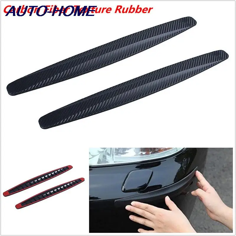 2pcs Car Bumper Kit ProtectorCarbon Fiber Texture Rubber Auto Body Corner Guard Scratch Sticker