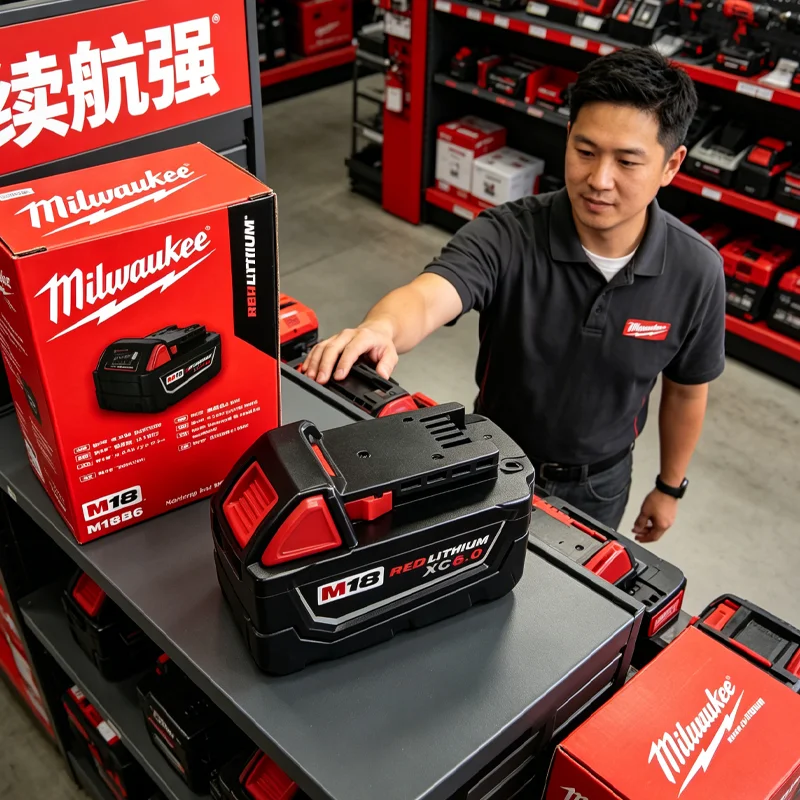 

Original Milwaukee M18 Lithium Battery 48-11-1860 48-11-1850 48-11-1840 5.0Ah 6.0Ah M18B5 M18B6 with M18 Fast For Power Tools
