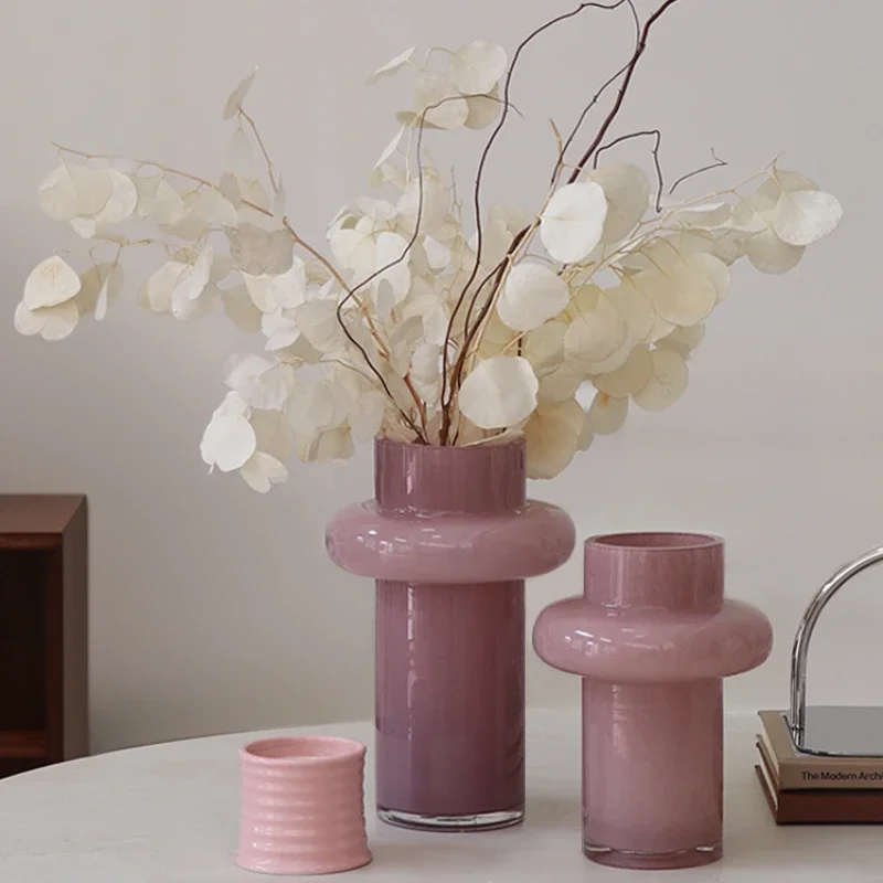 French Pink Glass Vase, Vintage Flower Container, Luxury Living Room Decor, Elegant Floral Arrangement Display