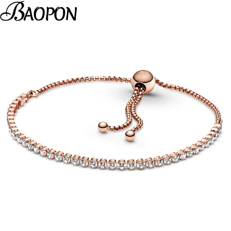 2023 New Style Charm Bracelets Cubic Zirconia Chain Fit Brand Adjustable Chain Bracelets Bangles For Women Couple Jewelry Gift