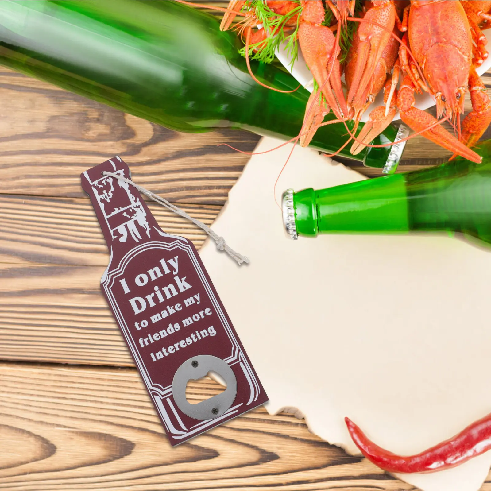 4Pcs Retro Wooden Beer Bottle Opener Sturdy Compact for Home Bars Restaurants Hanging Wall Mounted Bottle Opener