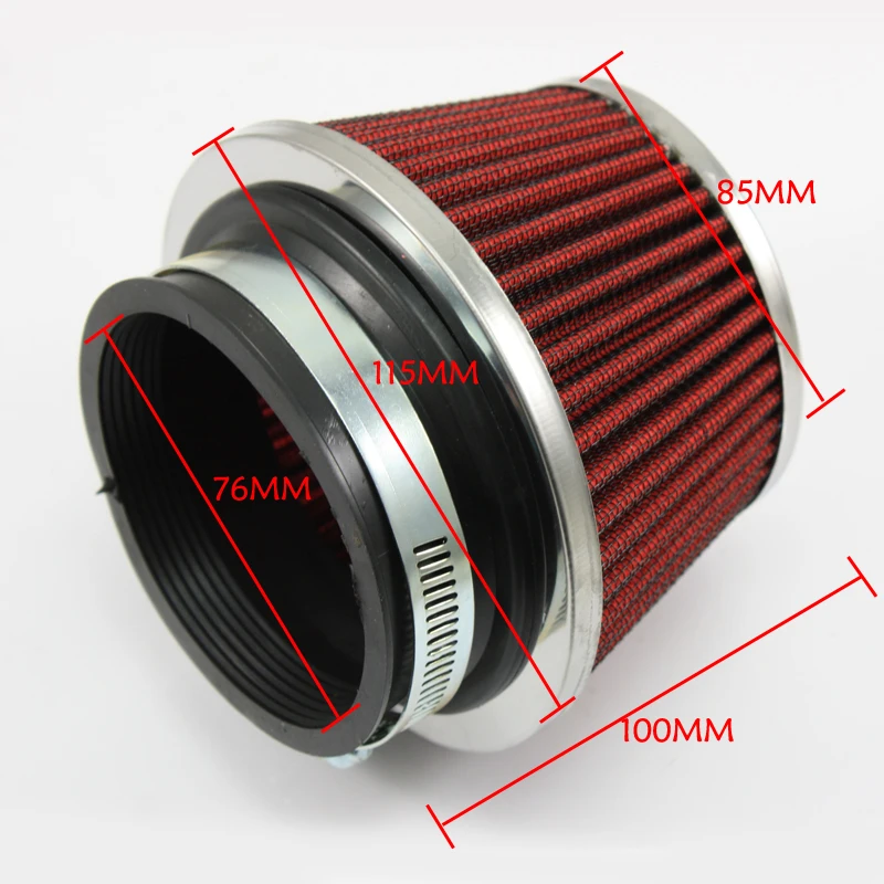 76mm Air Cold Intake Car Filter Racing Sport Performance Auto Universal Parts Inlet 3.0inch Filters Systems Kit Cone Box Housing