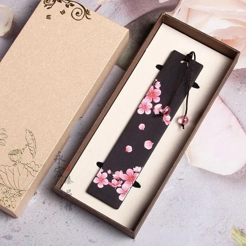 

Japanese Style Cherry Blossom Bookmarks Ebony Wood Page Markers , Cultural Creative Gift for , Sendingteacher Valentine's Gifts