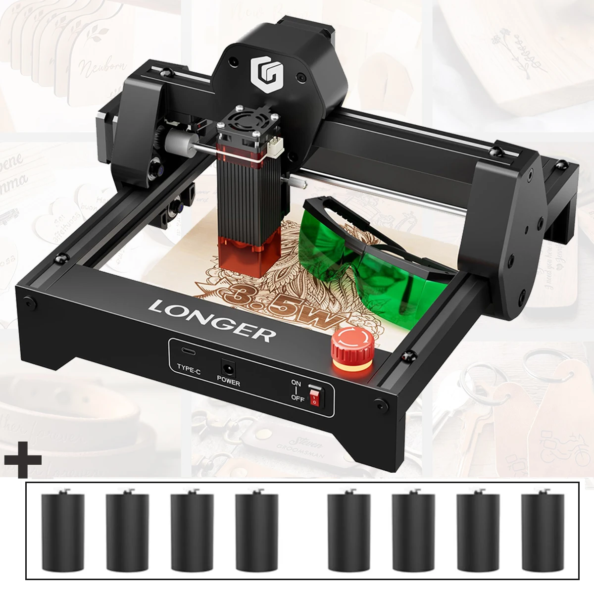 

RAY5 mini 3.5W Woodworking Laser Engraving Machine + 8pcs Raiser Tools + Protective Goggles Wood inscribe Engraver DIY CNC KIT