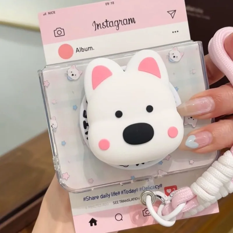 

Корейский милый мультяшный белый щенок для держателя Magsafe Griptok, магнитный держатель для телефона, подставка для складного чехла iPhone 17 16