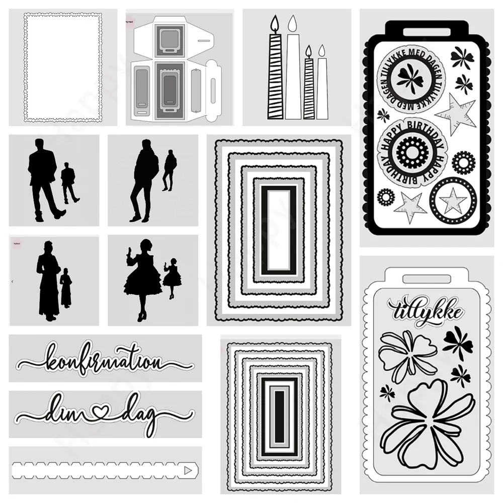 

Din dag m. skygge Metal Cutting Dies Scrapbook Diary Decoration Stencil Embossing Template Crafts DIY Greeting Card Handmade