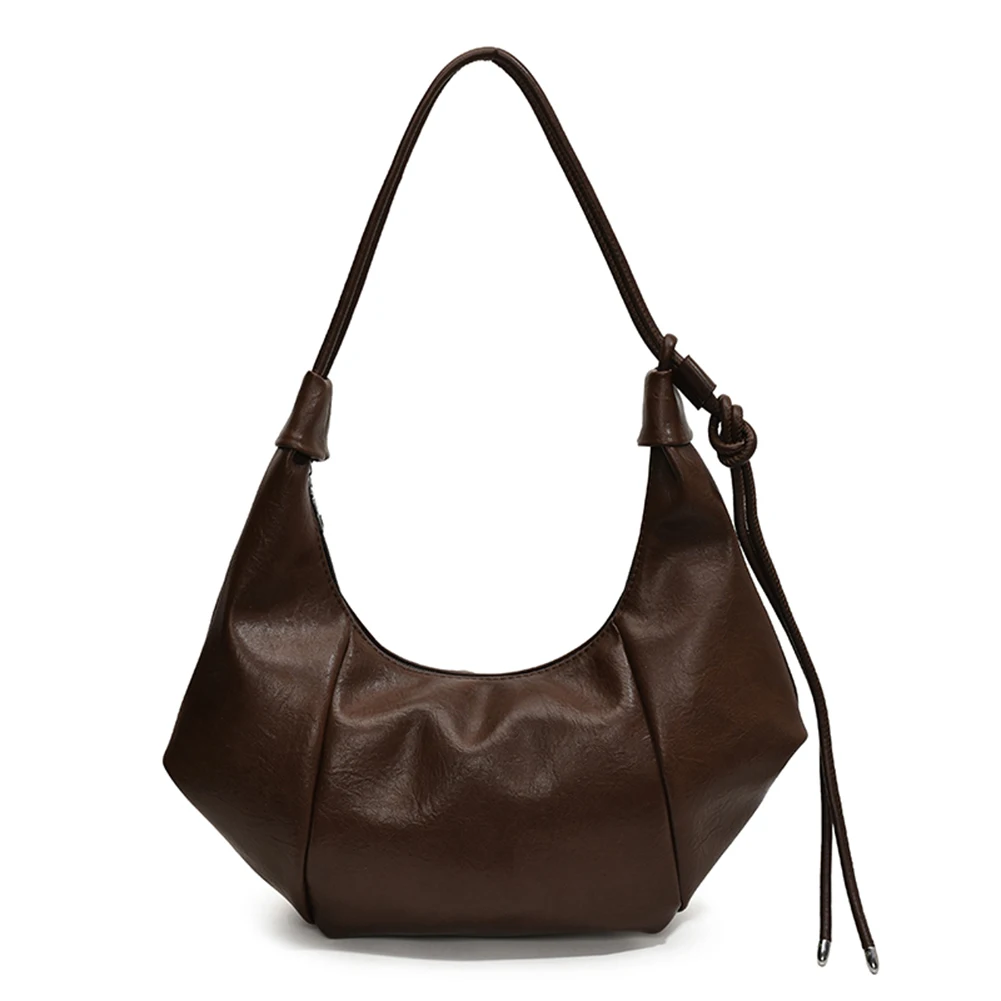 

Shoulder Bag for Women Adjustable Strap Underarm Bag PU Leather Solid Color Dumpling Bag Zipper Hobo Bag for Work Travel