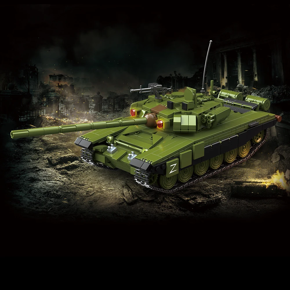 WW2 جنود الجيش العسكري الحرب العالمية 2 T-90 نموذج دبابة قتال رئيسية تجميع اللبنات الطوب للأطفال لتقوم بها بنفسك اللعب هدية #2