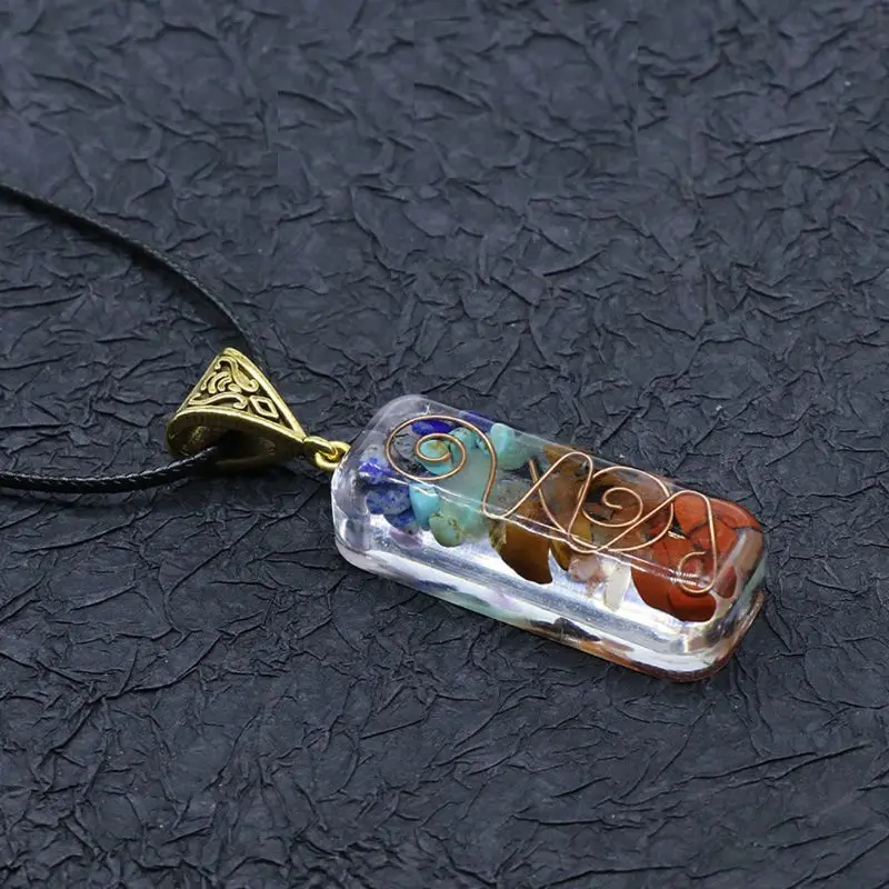 1Pcs Of 7 Chakras Crystals Stones Orgone Pendant Energy Orgonite Necklace