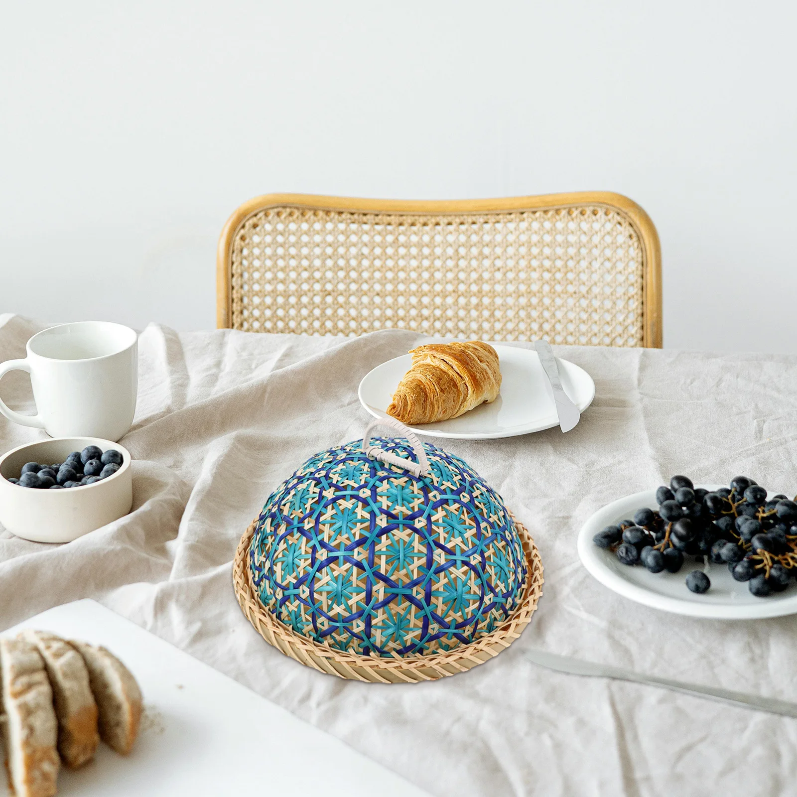 

Bamboo Woven Vegetable Cover Food Fruit Basket Fast Covers for outside Tent Domes Party Umbrella