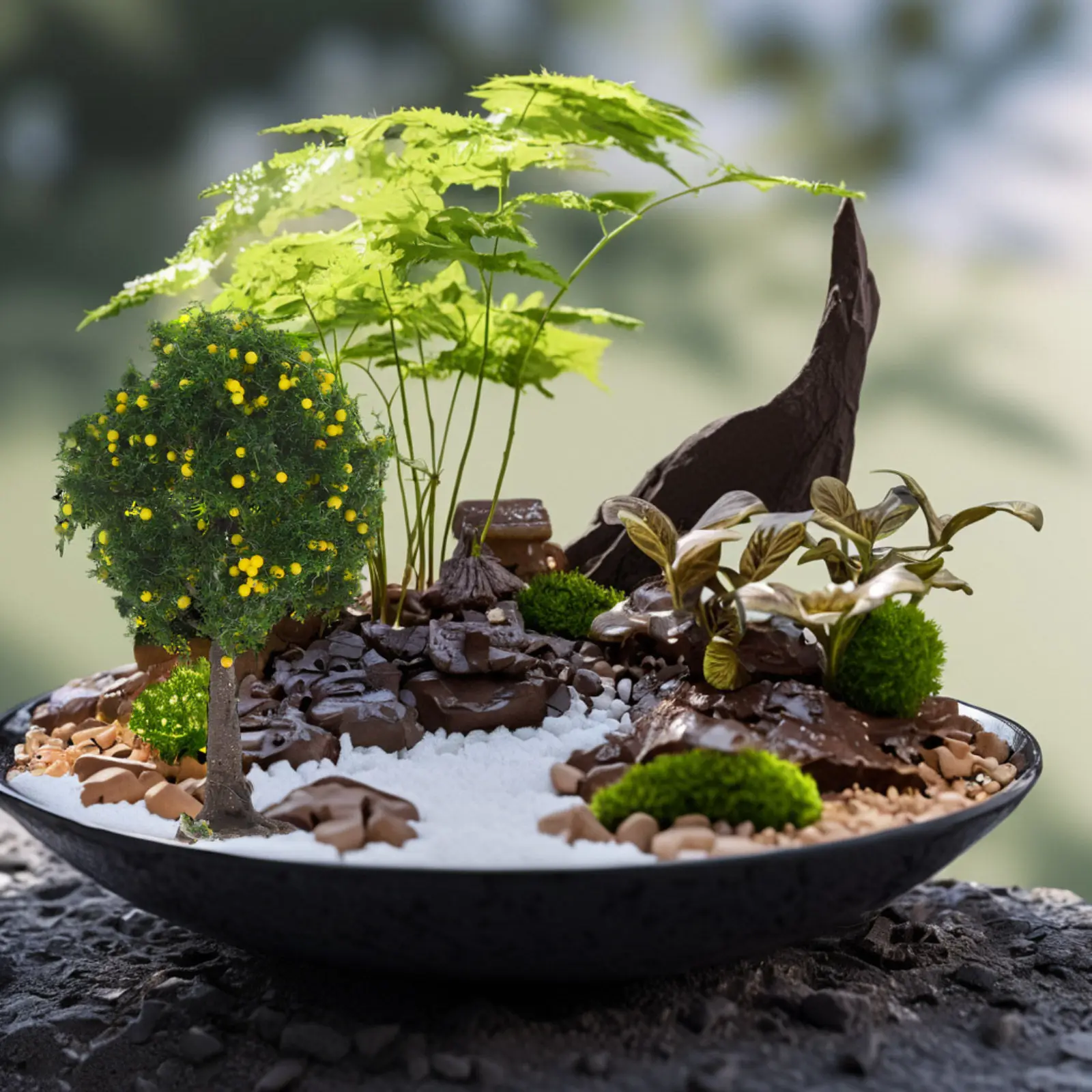 

Миниатюрные зеленые деревья с реалистичными желтыми плодами для архитектурных макетов, железнодорожных наборов, песочниц и декоративных поделок