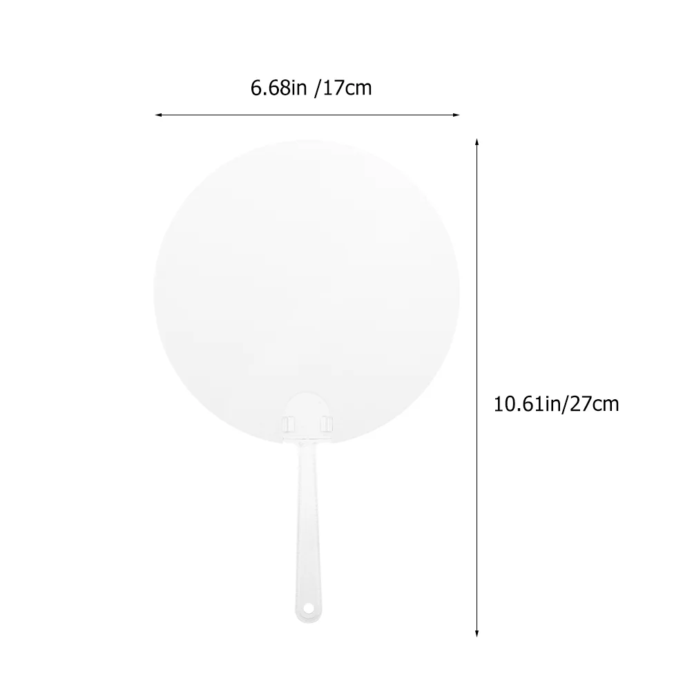 10 Pcs Bulk Hand Fans Round Graffiti Performance Blank 27X17X0.1CM DIY Handicrafts Supplies Transparent Pvc Painting Child