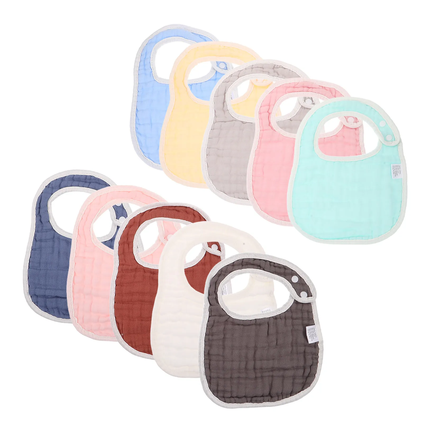 

Набор из 10 детских слюнявчиков: однотонные, мягкие, U-образные, для новорожденных и малышей, защита от проливания во время кормления
