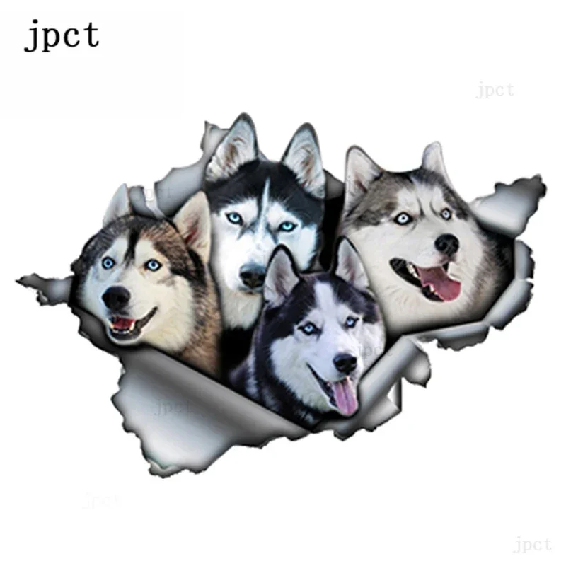 

Jptz13 см * 9 см забавная Металлическая Автомобильная наклейка Хаски с изображением собаки, светоотражающая Водонепроницаемая наклейка, персо...