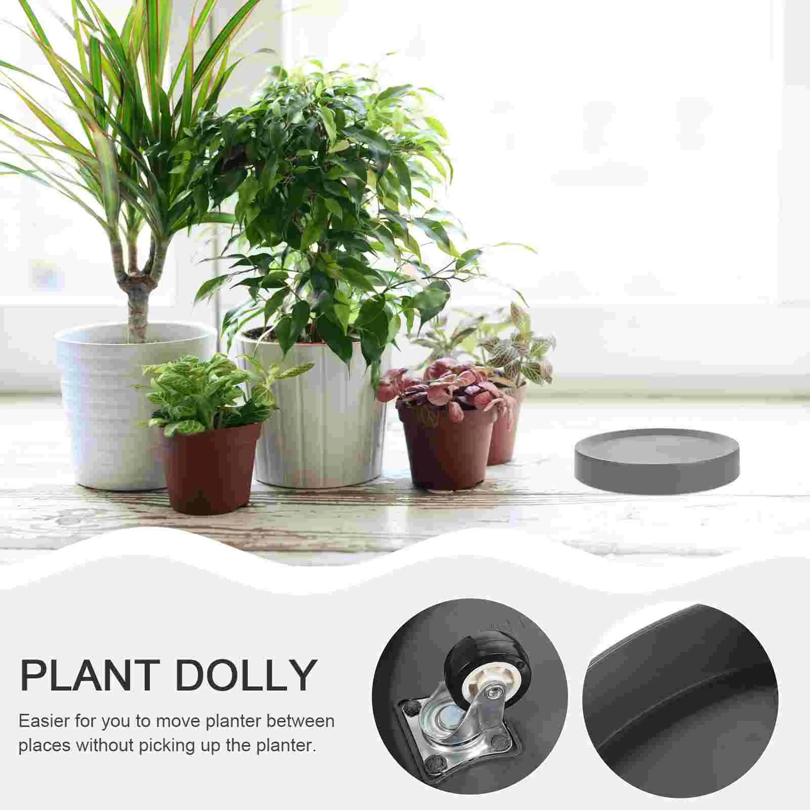 2pcs Thickened Plastic Rolling Plant Omni Directional Wheels Heavy Duty Plant Stand Potted Flower Mover Gray Black Easy