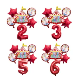 Red Circus Birthday Tent Balloons Set 32inch Foil Number Air Globos Animal Theme Party Children's Birthday Decorations Kids Toys