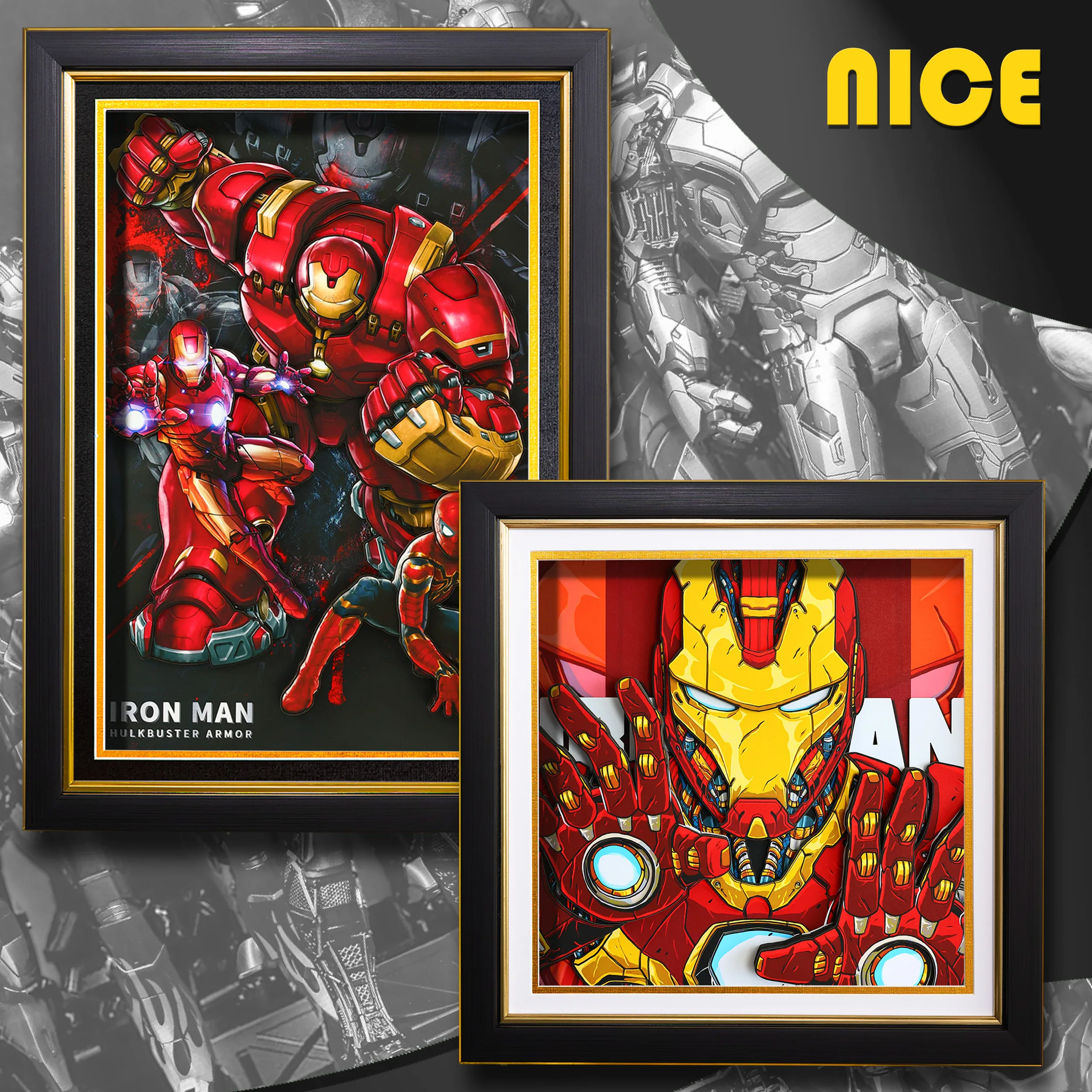 

Handmade Original Disney Iron Man Avengers Anime Paper Craft 3D Art Decoration Painting Peripheral Desktop Ornaments Model Gift