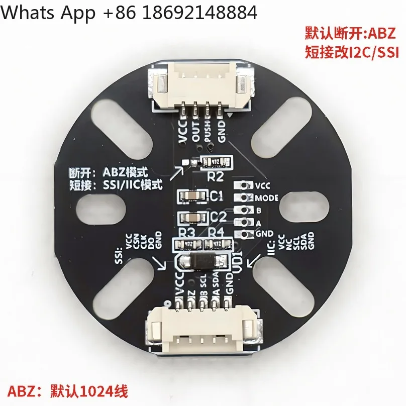 MT6701 Magnetic Encoder Module 14‑Bit ABZ SSI Angle Speed Detect for FOC with Cable and Magnet