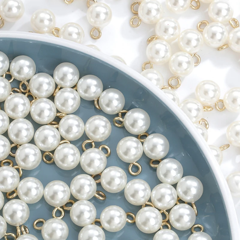 20 Pieces 8/10/12/14/16mm Round Pearl Pendants Imitation White Pearl Charms for Jewelry Making DIY  Earrings Craft Supplies