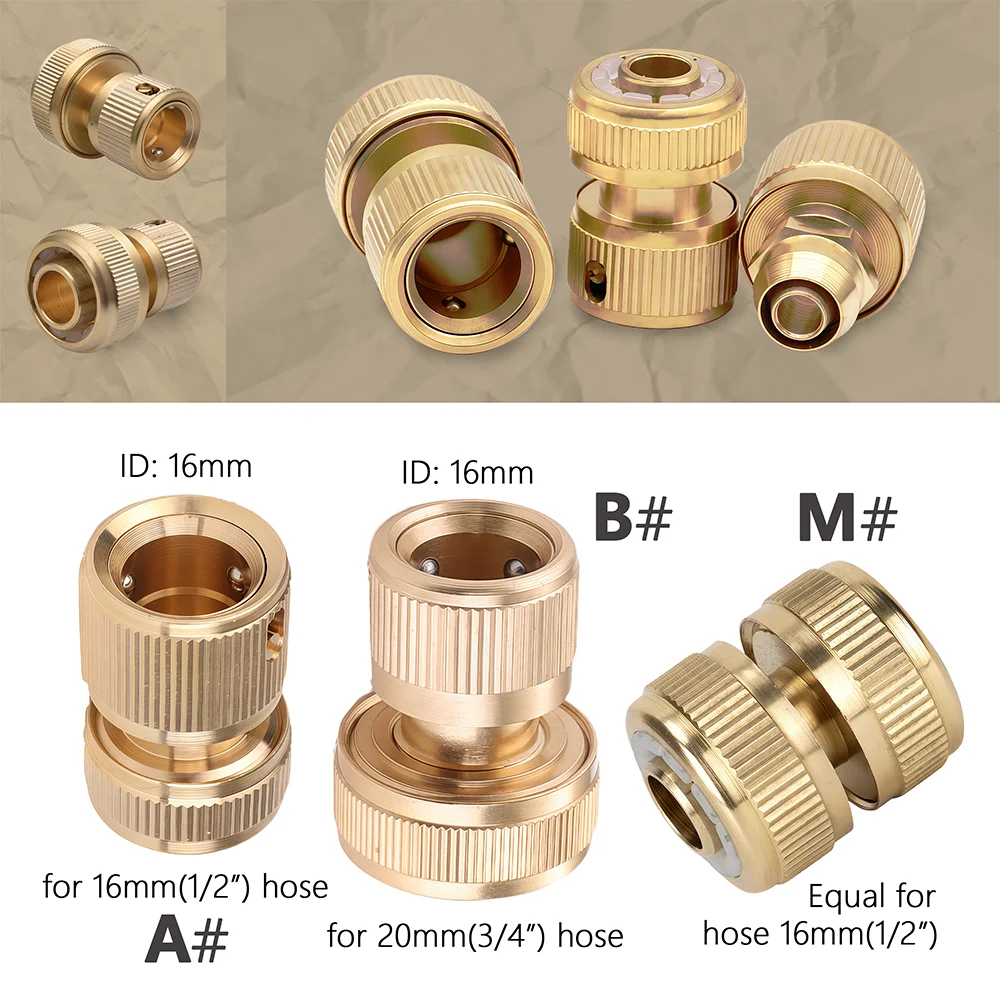1/2 3/4 3/8 1/4 Inch Irrigation Tube Brass Tap Adaptor Water Pipe Fitting for Garden Hose Quick Connector Water Stop Repair