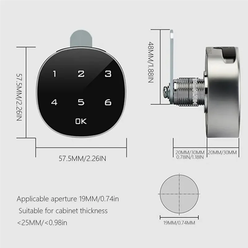 Keyless Cabinet Lock Combination Lock Code-Enabled Smart Cabinet Lock Sensitive Touch Safe Household Cabinet Password-B51B