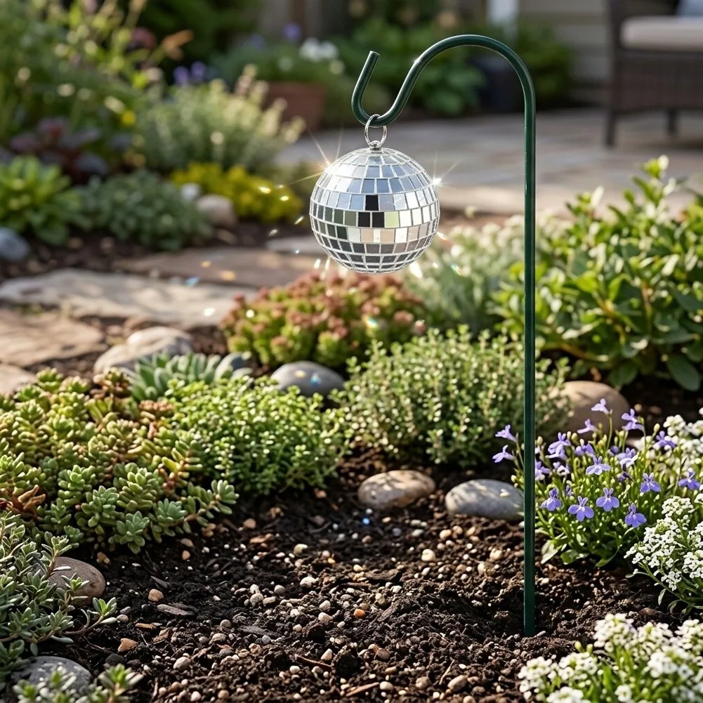 Solar Powered Disco Ball Stake for Terrace and Veranda Decoration Reflective Captures and Scatters Ambient Light Evenly